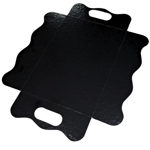 BANDEJA/BATEA CARTON NEGRA CON ASA 230X160X50mm 1/2Kg (2x50)