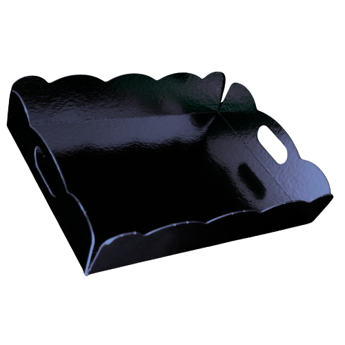 BANDEJA/BATEA CARTON NEGRA CON ASA 280x220X50mm 1Kg (2x50)
