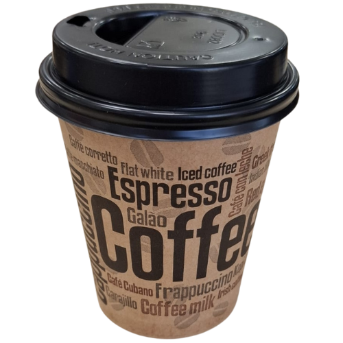 VASO PAPEL MARRON KRAFT DISEÑO COFFEE 266ml 8/9onzas PARA BEBIDAS CALIENTES, CAFE