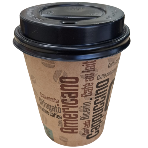 VASO PAPEL MARRON KRAFT DISEÑO COFFEE 266ml 8/9onzas PARA BEBIDAS CALIENTES, CAFE