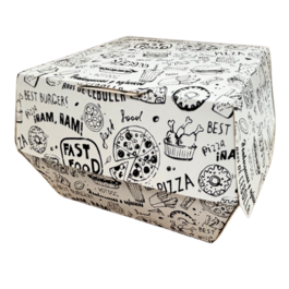 CAJA cónica CARTON FOLDING 225gr DISEÑO FAST FOOD 180X180X100mm PARA HAMBURGUESAS fondo 140x140mm XL