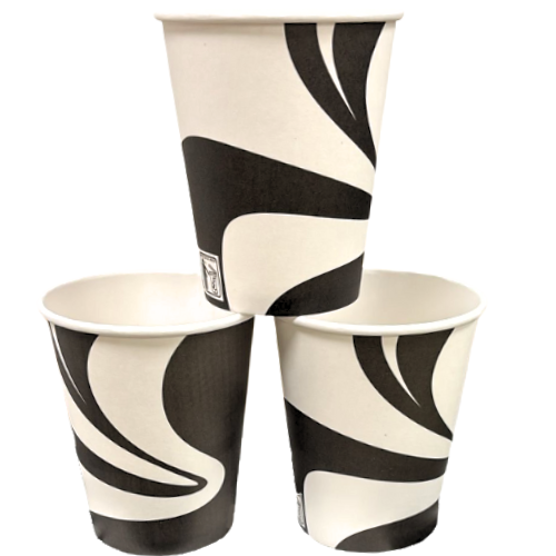 VASO PAPEL DISEÑO ESTANDAR ONDAS 266ml 8/9onzas PARA BEBIDAS CALIENTES, CAFE