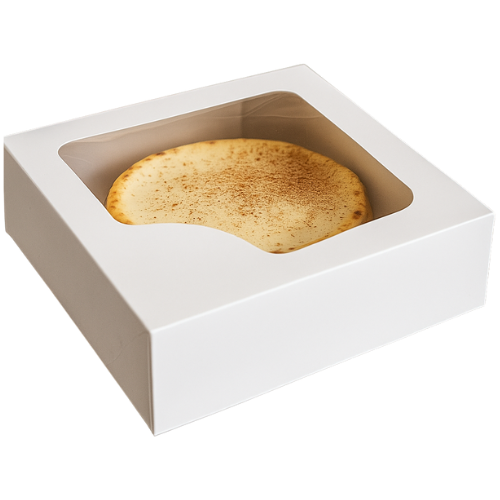 CAJA CON VENTANA TARTAS CARTONCILLO FOLDING BLANCA 200x200x50mm