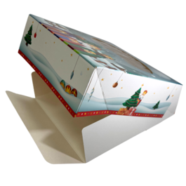 CAJA ROSCONES CON VENTANA CARTONCILLO CUADRADA 370X370X80mm MODELO REYES