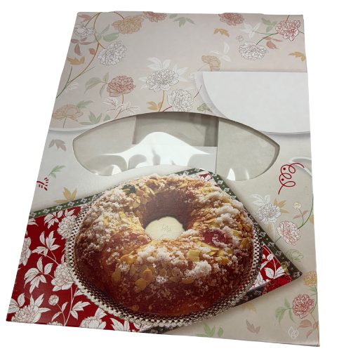 CAJA ROSCONES CON VENTANA CARTONCILLO RECTANGULAR 600X400X80mm MODELO DALIA