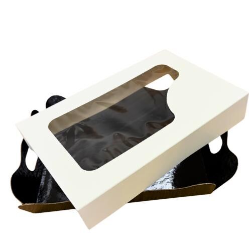 TAPA BATEA CON VENTANA CARTONCILLO FOLDING BLANCA 280X220X38mm PARA XXK049-XXK040