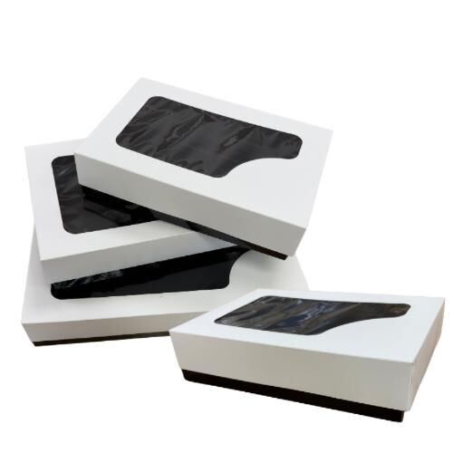 TAPA BATEA CON VENTANA CARTONCILLO FOLDING BLANCA 230X160X38mm PARA XXK029-XXK020