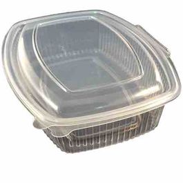 ENVASE PLASTICO PP/POLIPROPILENO TRANSPARENTE TAPA UNIDA(BISAGRA) OVALADO 2000cc 233x178x79mm REUTILIZABLE