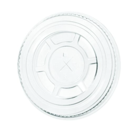TAPA PLASTICO PET TRANSPARENTE PLANA CON CRUZ 95mm PARA VASO 11258-11259-11187