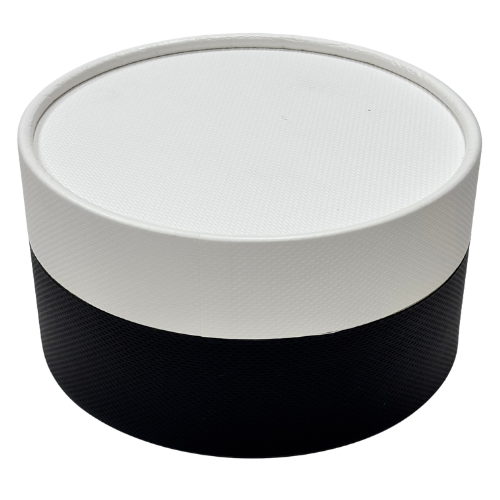ENVASE TARTA QUESO F8 BLANCO Y NEGRO CARTON 125ml 85x55mm (20X5)