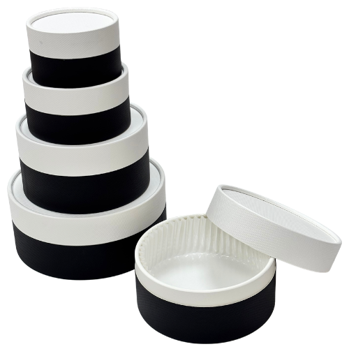 ENVASE TARTA QUESO F9 BLANCO Y NEGRO CARTON 200ml 99x55mm (20X5)