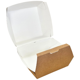 CAJA cónica HAMBURGUESAS (XL) FOLDING KRAFT INTERIOR BLANCO 180X180X100mm fondo 140x140mm