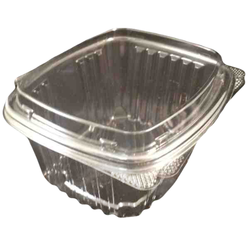 ENVASES PLASTICO 70% RPET TRANSPARENTES SELLOPLUS TAPA MEDIA UNIDA(BISAGRA) RECANGULARES 500cc 16onzas 115X100X70mm
