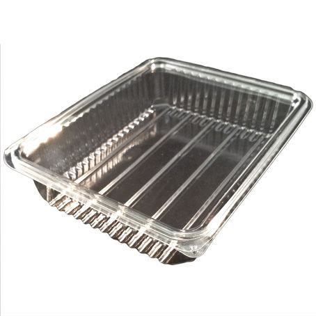 ENVASE TRANSPARENTE R-PET 100% reciclado TAPA UNIDA(BISAGRA) RECTANGULAR 192X142X27mm H27G PARA LONCHEADOS