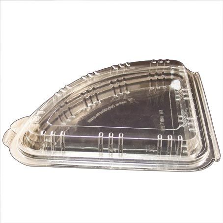 ENVASES TRIANGULARES PLASTICO PET TRANSPARENTES TAPA UNIDA(BISAGRA) 250gr 195X140X35mm MULTIUSOS