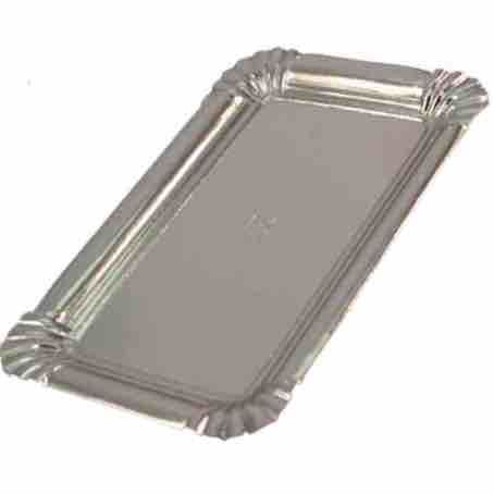 BANDEJA CARTON RECTANGULAR PLATA N12 380X310mm PARA PASTELERIA