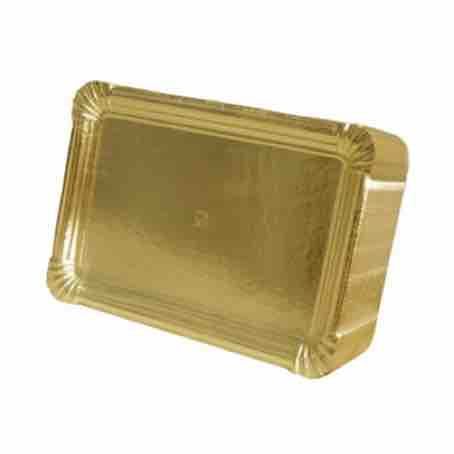 BANDEJA CARTON E RG RECTANGULAR ORO Nº3 190X120mm PARA PASTELERIA