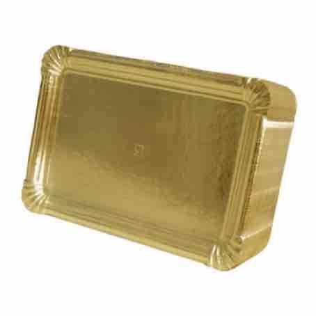 BANDEJA CARTON E RECTANGULAR ORO Nº6 250X180mm PARA PASTELERIA