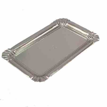 BANDEJA CARTON RECTANGULAR PLATA N7 270X200mm PARA PASTELERIA