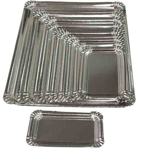 BANDEJA CARTON RECTANGULAR PLATA Nº3 190X120mm PARA PASTELERIA