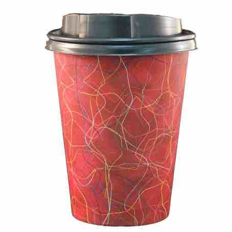 VASO PAPEL DECORAD FONDO BURDEOS 355ml 12onzas PARA BEBIDAS CALIENTES, CAFE