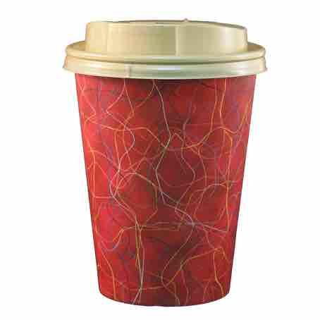 VASO PAPEL DECORAD FONDO BURDEOS 355ml 12onzas PARA BEBIDAS CALIENTES, CAFE