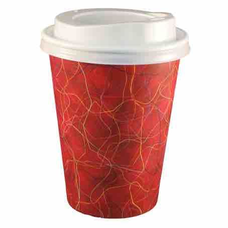 VASO PAPEL DECORAD FONDO BURDEOS 355ml 12onzas PARA BEBIDAS CALIENTES, CAFE