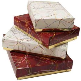 BANDEJA/BATEA CARTON ORO/ORO CON ASA 280x220X50mm 1Kg (2x50)