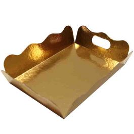 BANDEJAS/BATEAS CARTON ORO/ORO CON ASA 280x220X50mm 1Kg