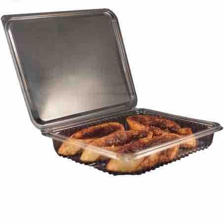 ENVASE TRANSPARENTE R-PET 100% reciclado TAPA UNIDA(BISAGRA) RECTANGULAR 192X142X27mm H27G PARA LONCHEADOS