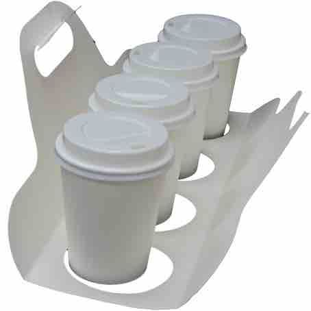 TRANSPORTIN PORTAVASOS CARTONCILLO FOLDING DECORADO FONDO BURDEOS 380X380mm PARA 4 VASOS DIAMETRO 90mm PARA VASO CUP012-SUS012-SUS112
