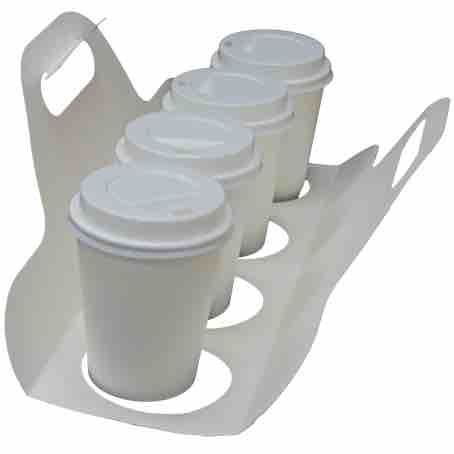 TRANSPORTIN PORTAVASOS CARTONCILLO FOLDING DECORADO FONDO BLANCO 370X337mm PARA 4 VASOS DIAMETRO 80mm PARA VASOS CUP009-SUS009-SUS199