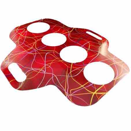 TRANSPORTIN PORTAVASOS CARTONCILLO FOLDING DECORADO FONDO BURDEOS 380X380mm PARA 4 VASOS DIAMETRO 90mm PARA VASO CUP012-SUS012-SUS112