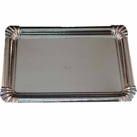 BANDEJA CARTON RECTANGULAR PLATA N8 280X220mm PARA PASTELERIA