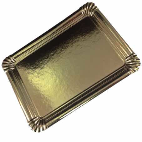 BANDEJA CARTON E RG RECTANGULAR ORO Nº10 330X250mm PARA PASTELERIA