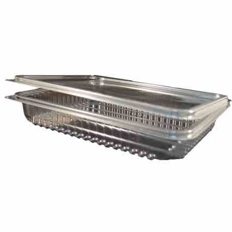 ENVASE TRANSPARENTE R-PET 100% reciclado TAPA UNIDA(BISAGRA) RECTANGULAR 192X142X27mm H27G PARA LONCHEADOS